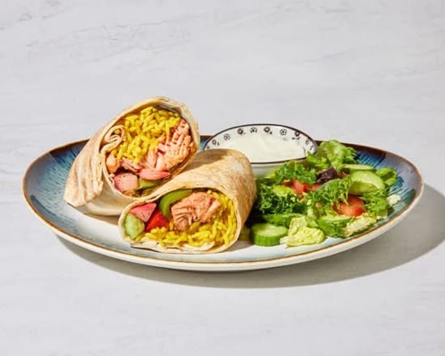 Salmon Kabob Wrap.